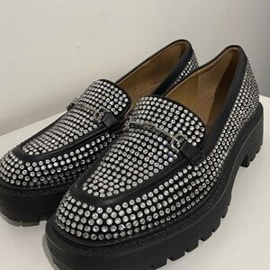 🍄 Sam Edelman Laurs Lug Glitz Studded Rhinestone
Platform Loafers Size 6